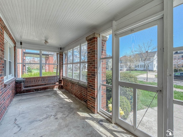 view of unfurnished sunroom