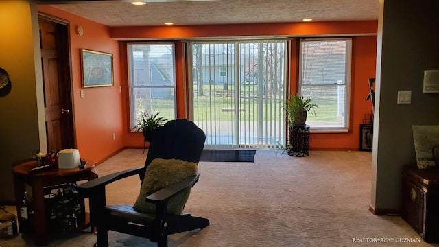 5393 Blaine Ave SE, Grand Rapids, MI 49508 - home office with recessed lighting, light colored carpet, and a textured ceiling