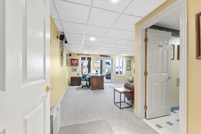 9283 Firwood Rd, South Lyon, MI 48178 - office space with light colored carpet, recessed lighting, baseboards, and a paneled ceiling