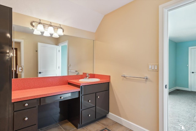 8650 Stone Rd, Maybee, MI 48159 - bathroom with vanity and lofted ceiling