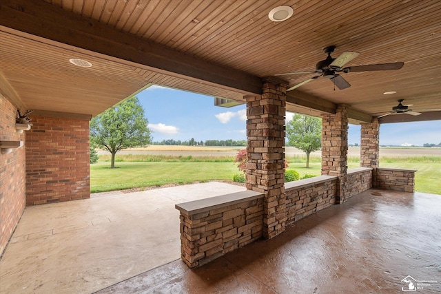 8650 Stone Rd, Maybee, MI 48159 - view of patio with a ceiling fan and a rural view