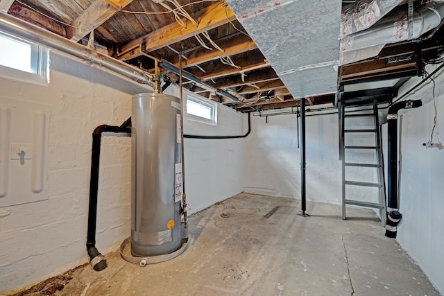 below grade area with water heater