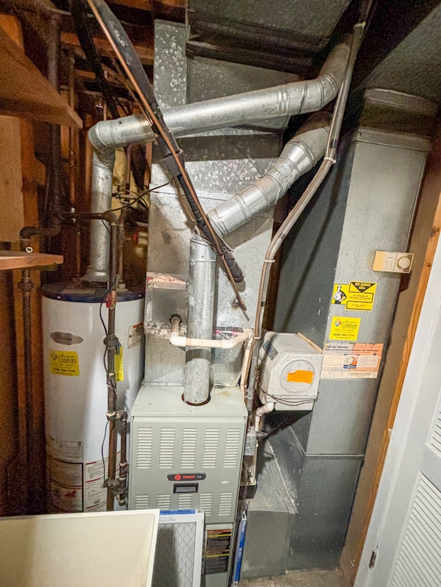 utility room featuring gas water heater