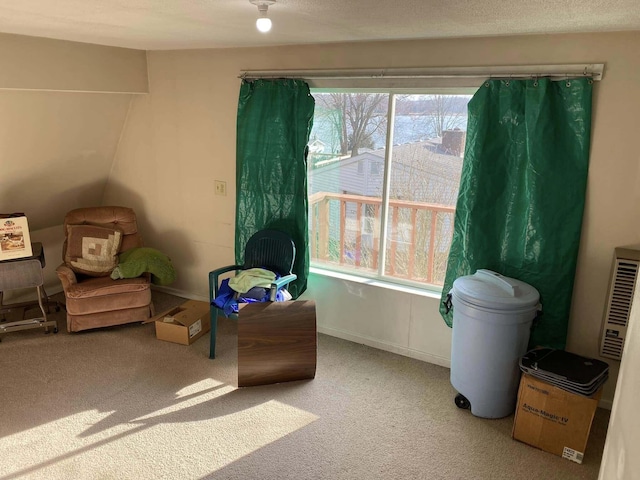 living area with carpet