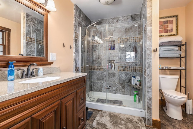 10541 S Jackson Rd, Cement City, MI 49233 - full bath with toilet, vanity, and a shower stall