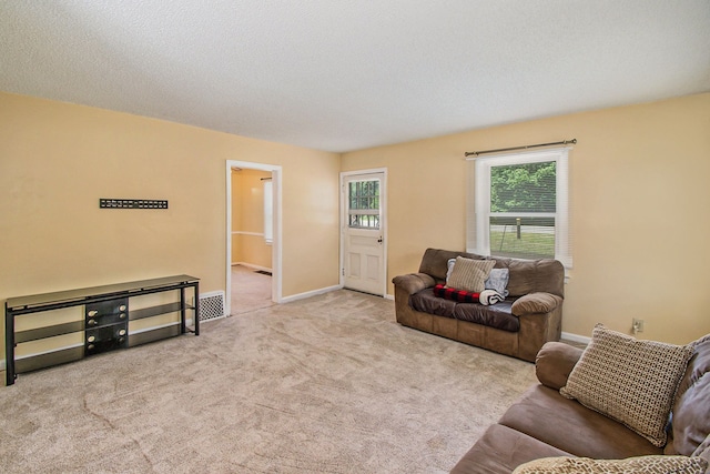 12225 Miller Rd, Grand Blanc, MI 48449 - living area with baseboards, carpet floors, and a textured ceiling