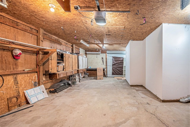garage with a garage door opener