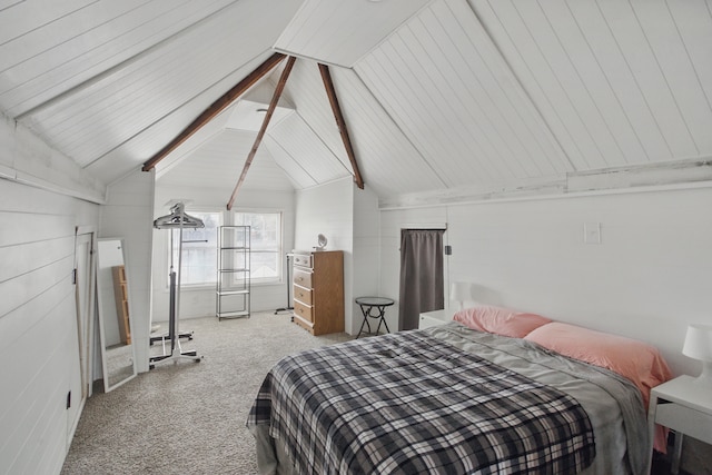 880 White Ave, Lincoln Park, MI 48146 - bedroom with vaulted ceiling with beams and carpet floors