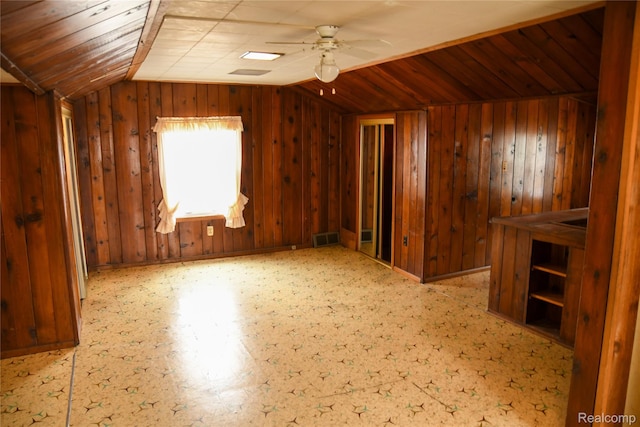 1521 Ferris Ave, Lincoln Park, MI 48146 - bonus room featuring vaulted ceiling, a ceiling fan, and wooden walls