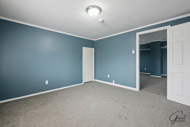 10088 Britain St, Detroit, MI 48224 - unfurnished bedroom featuring baseboards, a closet, crown molding, and carpet