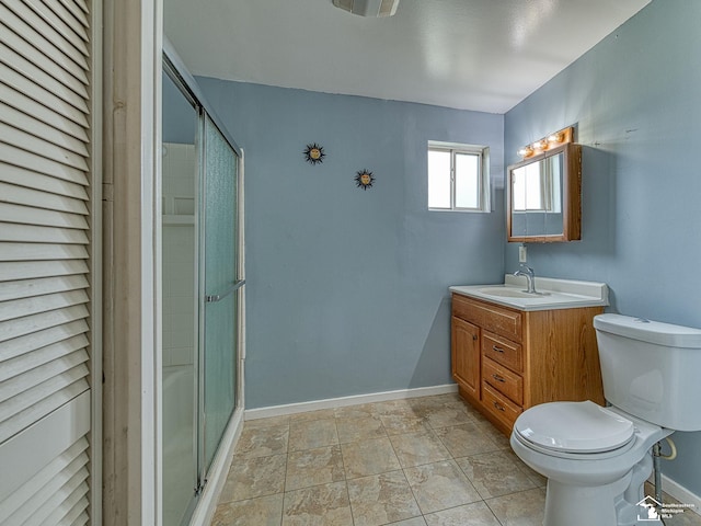 20212 Northline Rd, Taylor, MI 48180 - full bath with vanity, toilet, a shower with door, and baseboards
