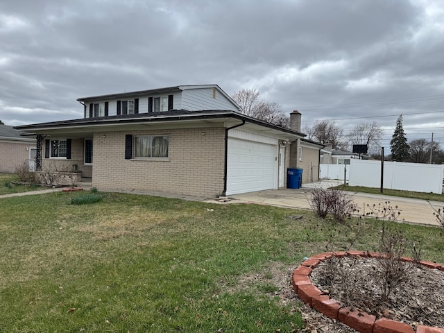 30347 Dell Ln, Warren, MI 48092 - view of front of home featuring an attached garage, concrete driveway, and brick siding