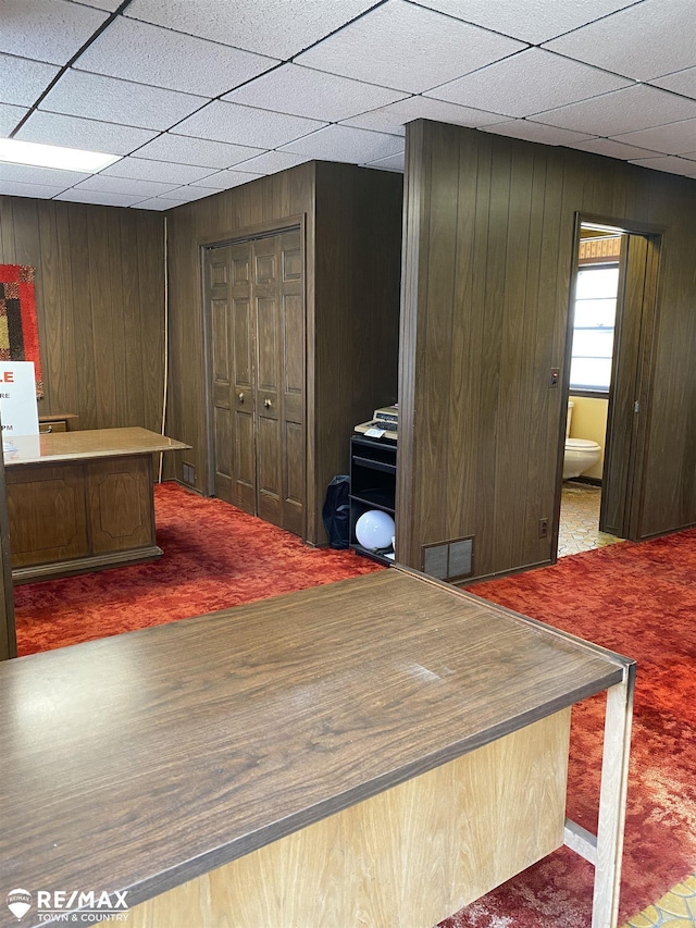 6007 Corunna Rd, Flint, MI 48532 - carpeted office space featuring wooden walls and a paneled ceiling