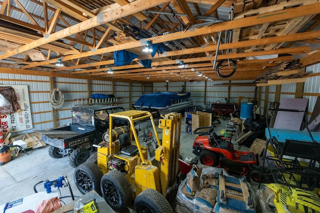 garage featuring metal wall