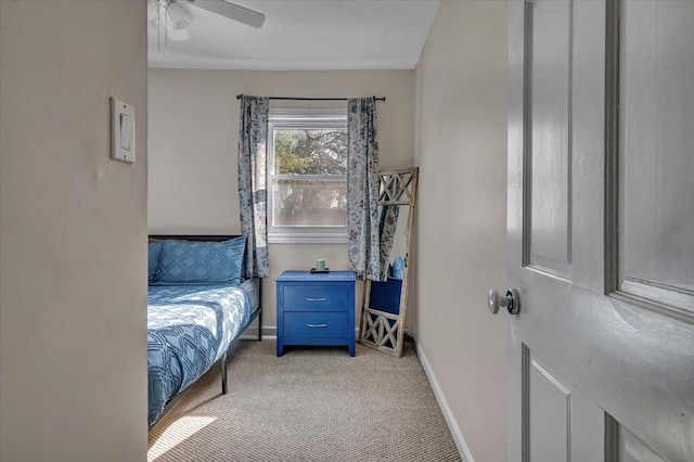 3034 Wolcott St, Ferndale, MI 48220 - bedroom with ceiling fan, light colored carpet, and baseboards