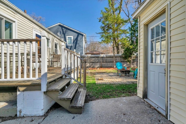 3034 Wolcott St, Ferndale, MI 48220 - exterior space with a patio area, fence, and a wooden deck