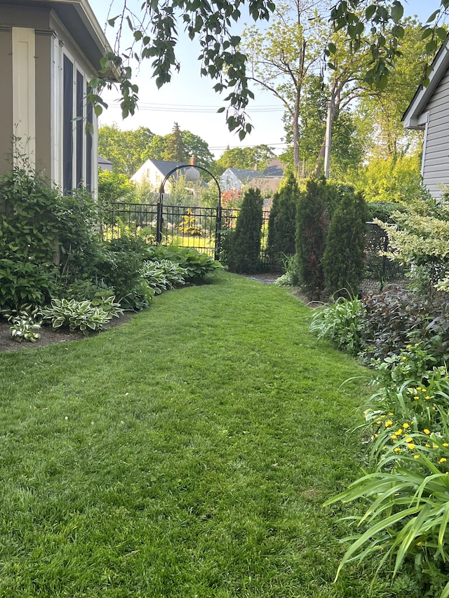 view of yard with fence
