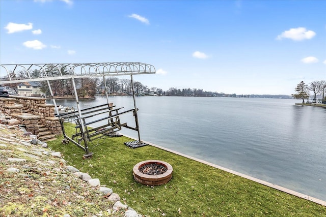 423 Heights Rd, Lake Orion, MI 48362 - dock area featuring a water view, boat lift, and a yard