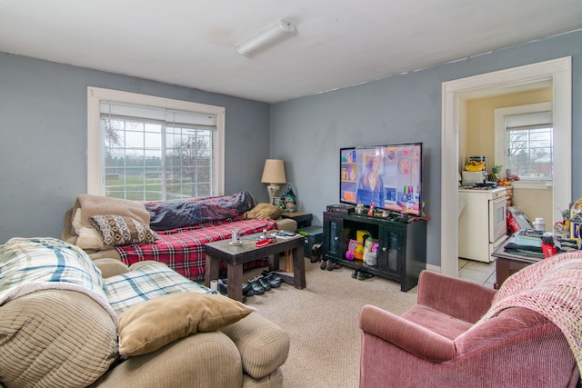 view of carpeted living area