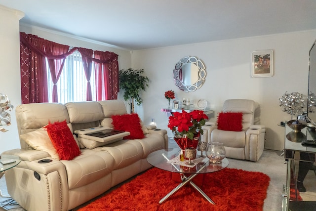 view of carpeted living area