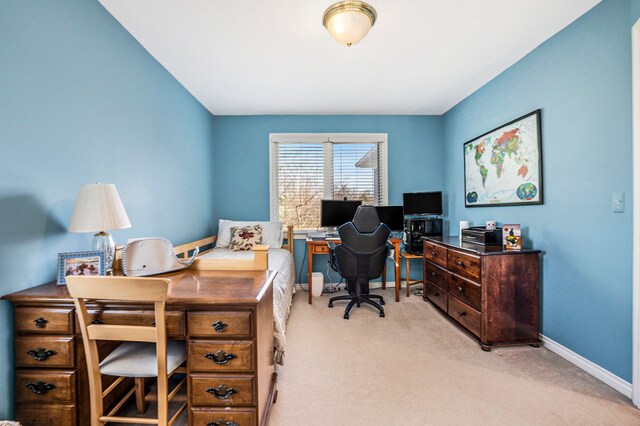 1615 Royal Birkdale Dr, Oxford, MI 48371 - home office featuring baseboards and light carpet
