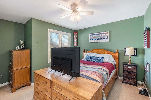 1615 Royal Birkdale Dr, Oxford, MI 48371 - bedroom with baseboards, ceiling fan, and light carpet