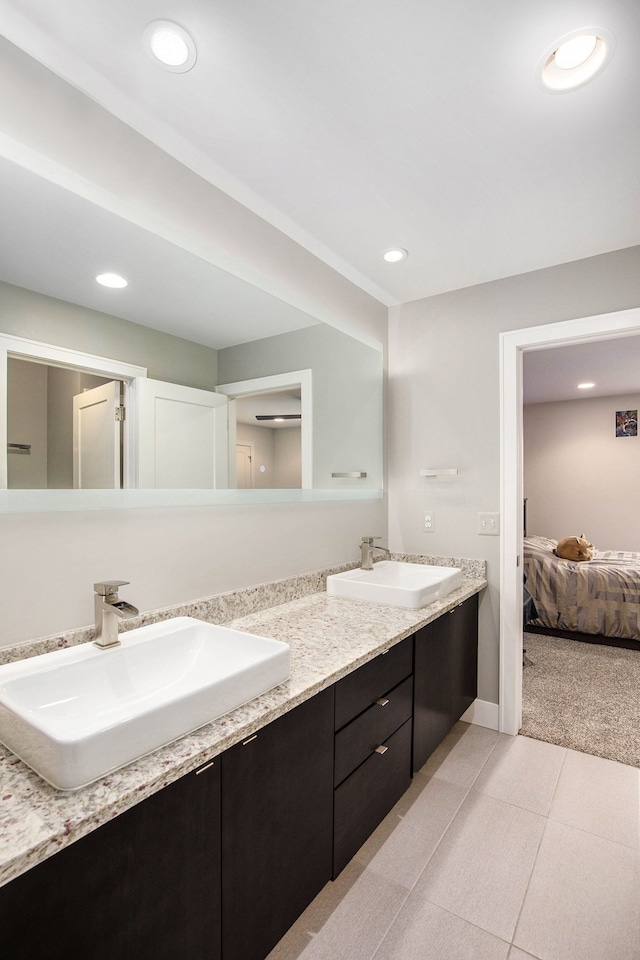 1686 Traceky, Rochester Hills, MI 48306 - full bathroom with recessed lighting, double vanity, and connected bathroom