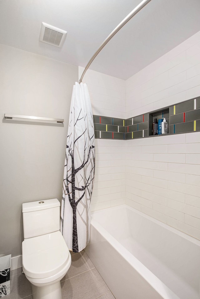 1686 Traceky, Rochester Hills, MI 48306 - full bathroom with shower / tub combo with curtain, tile patterned floors, and toilet
