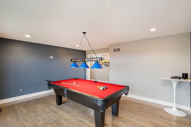 1686 Traceky, Rochester Hills, MI 48306 - game room with wood finished floors, baseboards, recessed lighting, and billiards table