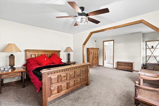 2865 Steeple Hill Rd, White Lake, MI 48383 - bedroom with carpet floors, ensuite bathroom, and ceiling fan