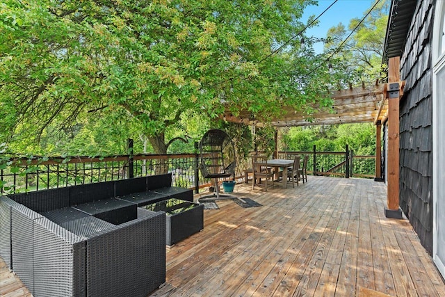2865 Steeple Hill Rd, White Lake, MI 48383 - deck with an outdoor hangout area, outdoor dining area, and a pergola