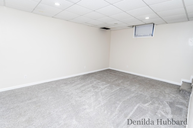 11724 N Satterlee Rd, Lakeview, MI 48850 - finished basement featuring carpet flooring, a paneled ceiling, recessed lighting, and baseboards
