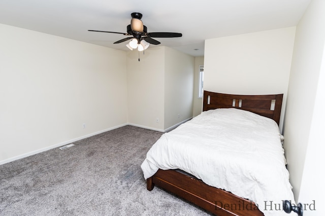 11724 N Satterlee Rd, Lakeview, MI 48850 - bedroom with carpet, baseboards, and ceiling fan