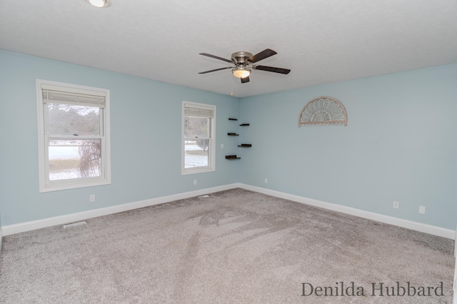 11724 N Satterlee Rd, Lakeview, MI 48850 - carpeted empty room featuring a ceiling fan, plenty of natural light, and baseboards