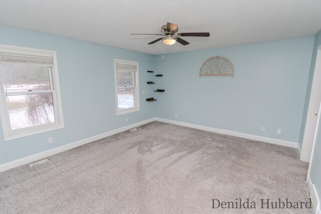 11724 N Satterlee Rd, Lakeview, MI 48850 - carpeted spare room featuring a ceiling fan and baseboards