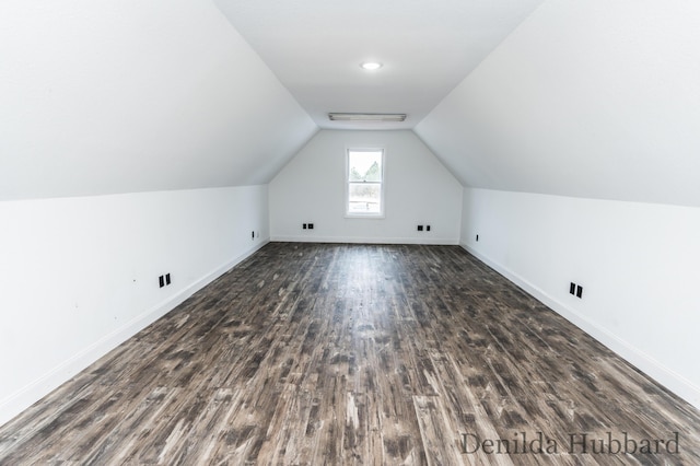 11724 N Satterlee Rd, Lakeview, MI 48850 - bonus room featuring dark wood finished floors, baseboards, and vaulted ceiling