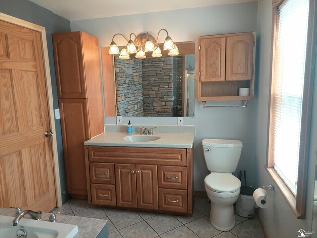 3023 W Stein Rd, La Salle, MI 48145 - bathroom featuring tile patterned flooring, vanity, toilet, a bathtub, and an enclosed shower