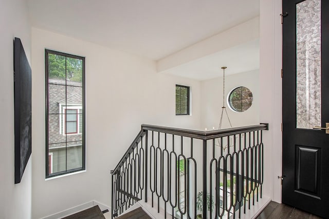 557 Greenwood Ave SE, East Grand Rapids, MI 49506 - stairway featuring baseboards and wood finished floors
