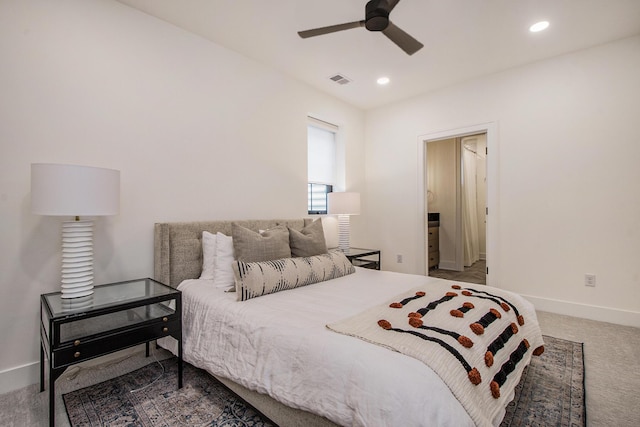 557 Greenwood Ave SE, East Grand Rapids, MI 49506 - carpeted bedroom with baseboards, ceiling fan, visible vents, and recessed lighting