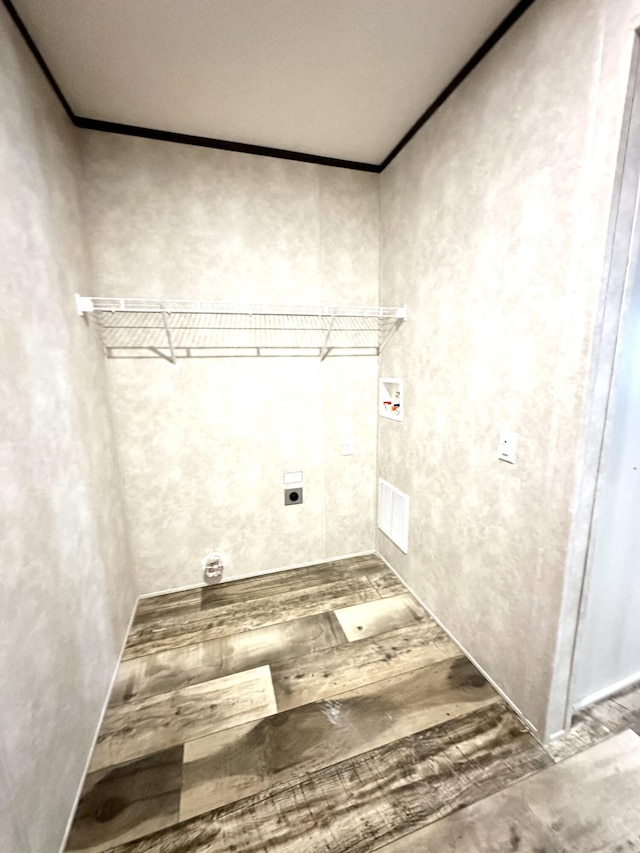 3502 Beech Ln, Twin Lake, MI 49457 - washroom with electric dryer hookup, crown molding, and washer hookup