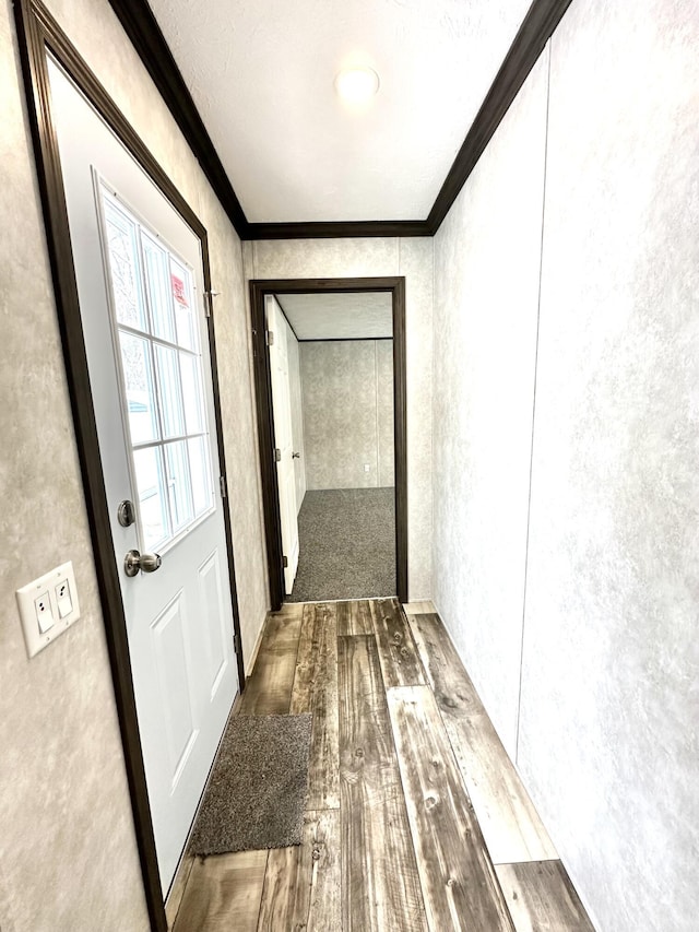 3502 Beech Ln, Twin Lake, MI 49457 - hallway featuring wood finished floors and crown molding