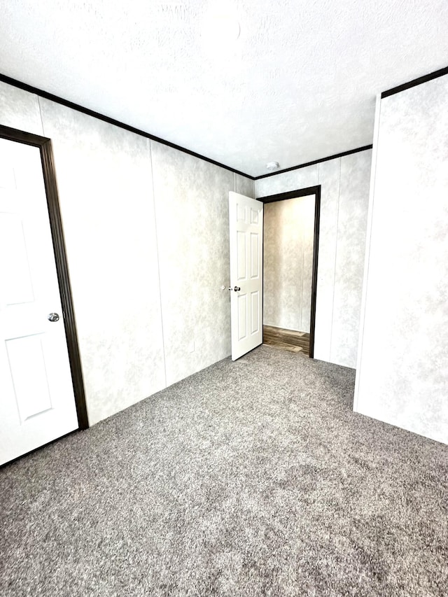 3502 Beech Ln, Twin Lake, MI 49457 - unfurnished bedroom with carpet, a textured ceiling, and ornamental molding