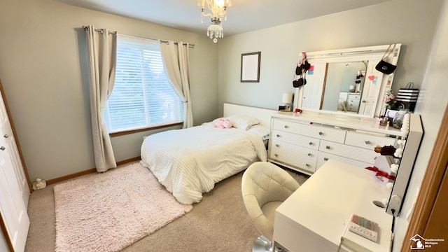 bedroom with baseboards and carpet flooring
