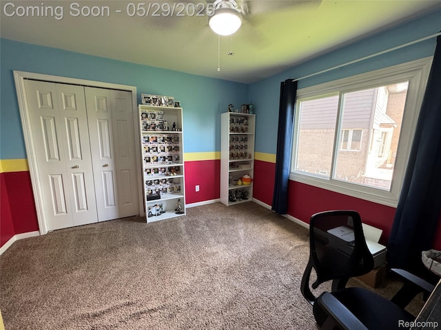 56098 Walker Ct, Macomb, MI 48042 - carpeted office space featuring ceiling fan and baseboards
