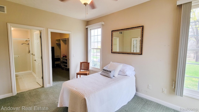 2004 Timberview Dr, Okemos, MI 48864 - bedroom with carpet floors, a spacious closet, multiple windows, and baseboards