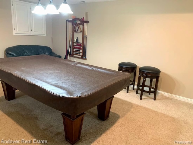 2004 Timberview Dr, Okemos, MI 48864 - recreation room featuring carpet flooring, baseboards, and billiards table