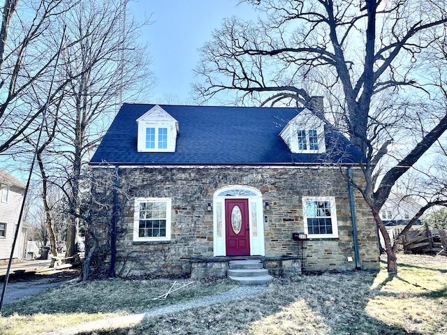 345 S Cochran Ave, Charlotte, MI 48813 - view of front facade with a chimney and stone siding
