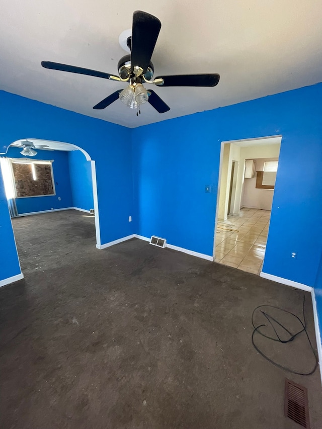 14811 Robson St, Detroit, MI 48227 - interior space featuring baseboards, visible vents, and a ceiling fan