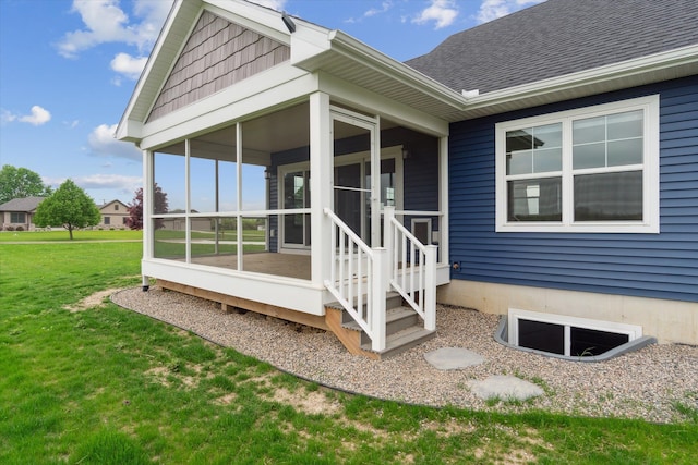 4050 Cayman Dr, Dewitt, MI 48820 - back of house featuring a yard, a sunroom, and a shingled roof
