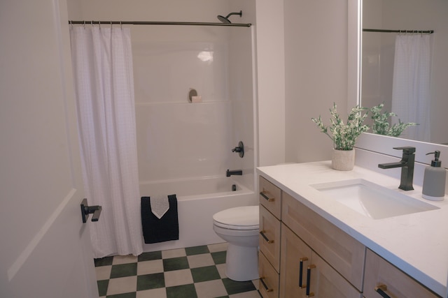 8120 Byron Depot Dr SW, Byron Center, MI 49315 - full bathroom featuring vanity, tile patterned floors, and shower / bath combo with shower curtain